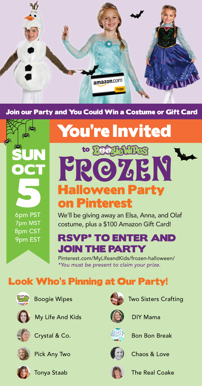 Join us for the Boogie Wipes Frozen Halloween Party on Pinterest. RSVP here!