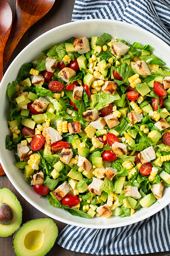 Avocado and Grilled Chicken Chopped Salad with Skinny 