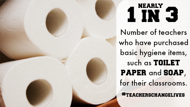 Teachers buy Toilet paper and soap