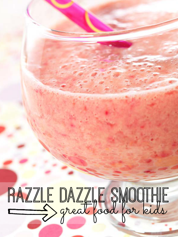 Perfect for breakfast or a snack, this yummy smoothie recipe will razzle dazzle your (and your kid's) taste buds.