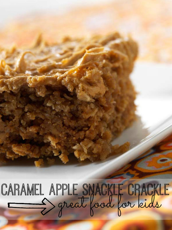 This amazing caramel apple snackle crackle recipe is like candy, cake and a cookie all rolled into one. And - because there's no oven involved - it's a great way to get your kids involved in the kitchen! YUM!