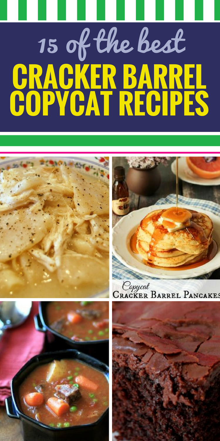 15 Copycat Cracker Barrel Recipes. No restaurant is better at down-home cooking than Cracker Barrel, and now you can cook their recipes at home. From chicken casserole, to classic desserts like pie and baked apple, down to their famous biscuits, enjoy Cracker Barrel's home cooking at home. 