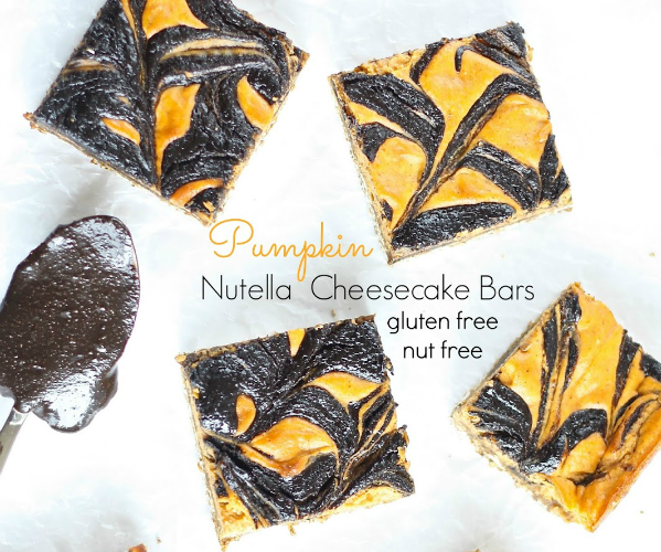 Pumpkin Nutella Cheesecake Bars (Nut Free)