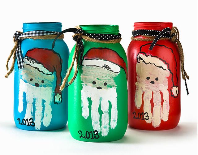 Handprint Art Santa Jars