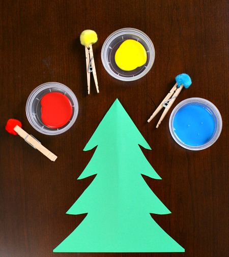 Pom Pom Painting Christmas Tree Crafts