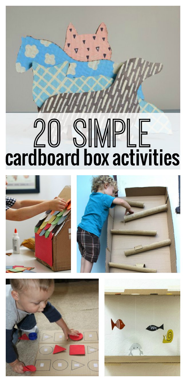 20 Simple Cardboard Box activities for kids! Perfect for all of those leftover boxes from the holidays. #3 will be a huge hit with your kids!