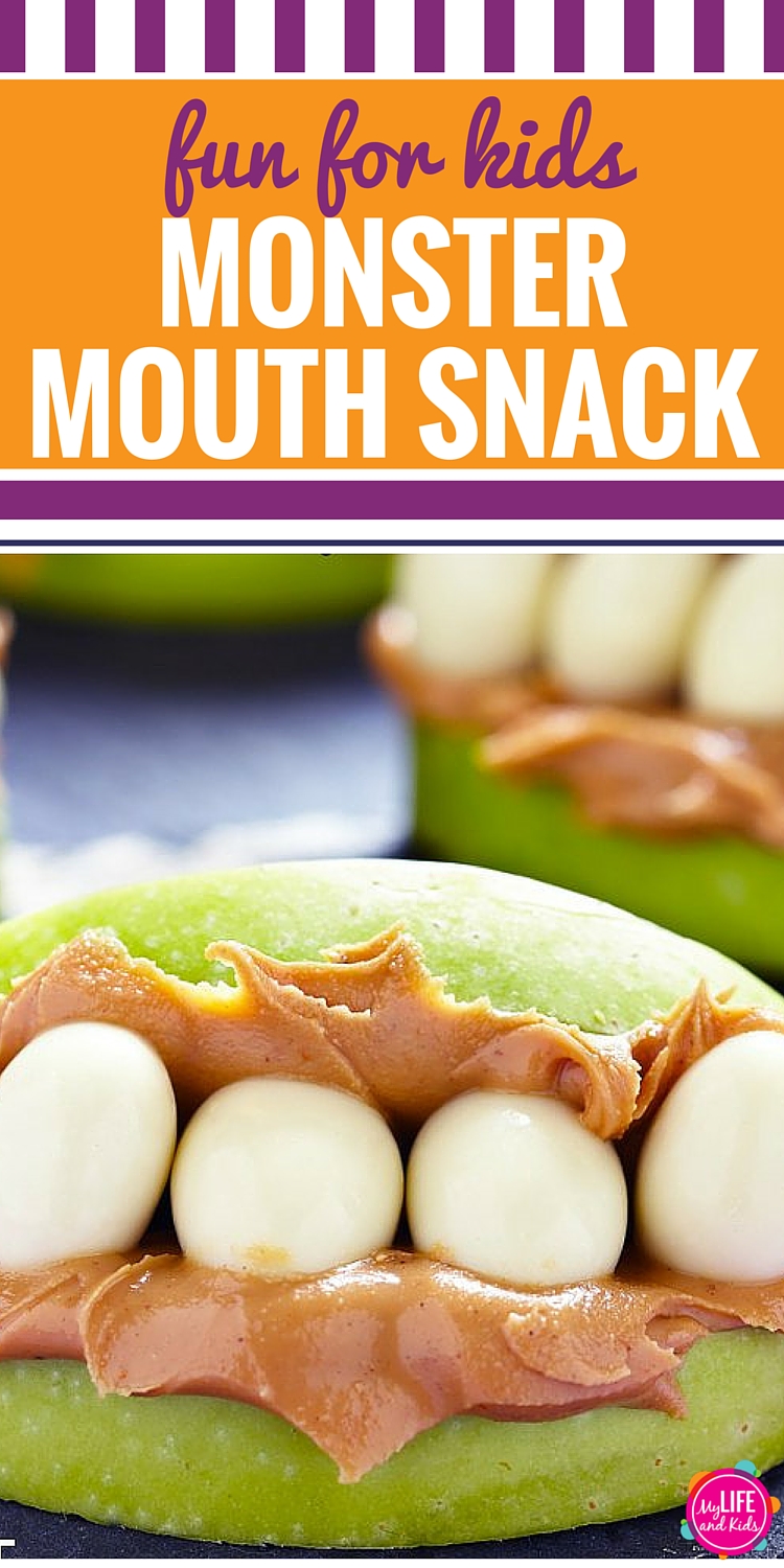 Looking to make snack time a little more fun? Your kids will LOVE these monster mouth snacks. So simple and sure to make your kids smile at Halloween or any time of year.
