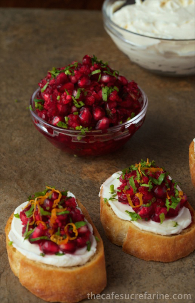 cranberry-and-pomegranate-bruschetta