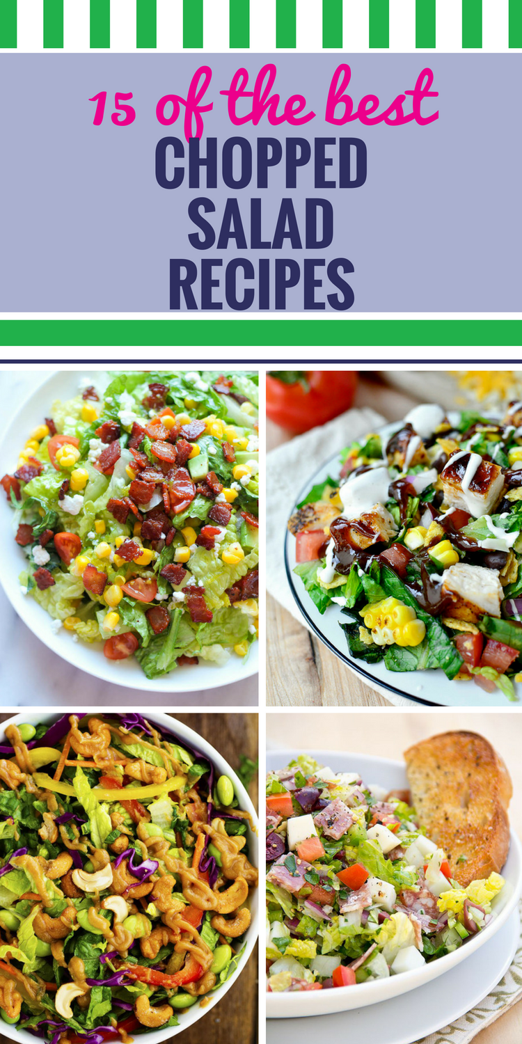 15 Chopped Salad Recipes. Looking for a healthy dinner or lunch option? Chopped salad is your answer. Don't miss the barbecue chicken version - or my favorite - mediterranian chicken with pepper and feta dill dressing. Yum.