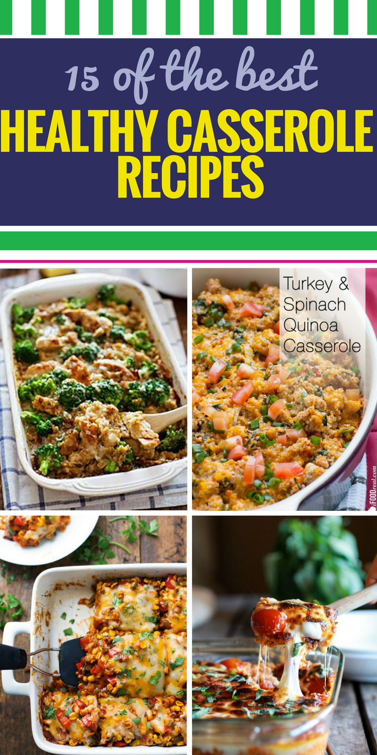 15 Healthy Casserole Recipes. Casseroles are a classic meal and are a great way to make dinner easy and tasty. With ingredients from chicken to quinoa, there's something here to make every family happy - there are even ideas for your crockpot.