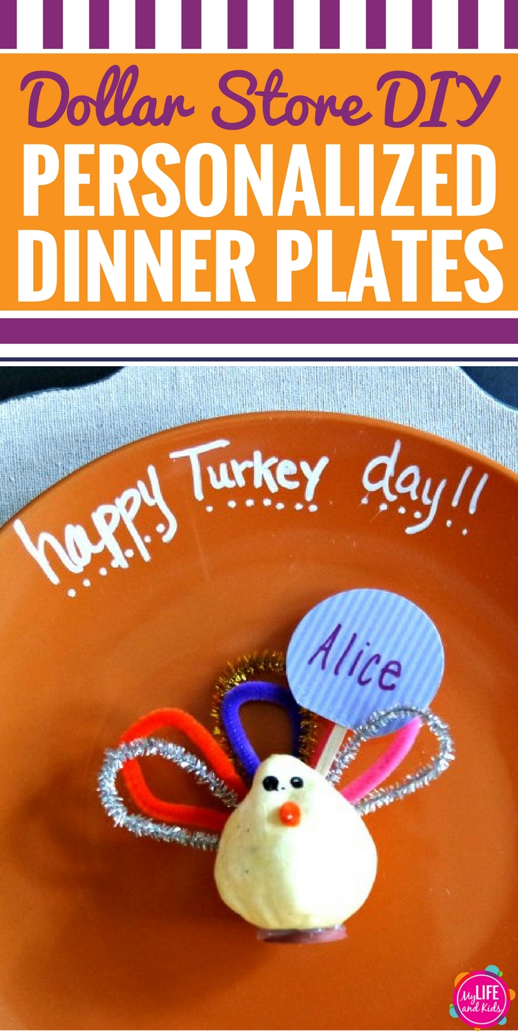 DIY Dollar Store Personalized Thanksgiving Plates