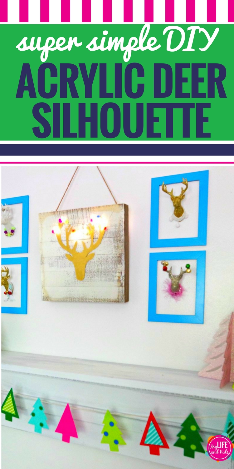 This easy DIY acrylic painting is perfect for beginners, especially if you have an obsession with deer decor. Simply follow the free printable deer silhouette pattern following this step by step tutorial, and you will have adorable DIY deer silhouette decor that you made yourself. Even if you're not confident in your ability to do crafts, you can make this! #crafts #acrylic #diy #deer #deersilhouette #antlers #beginner