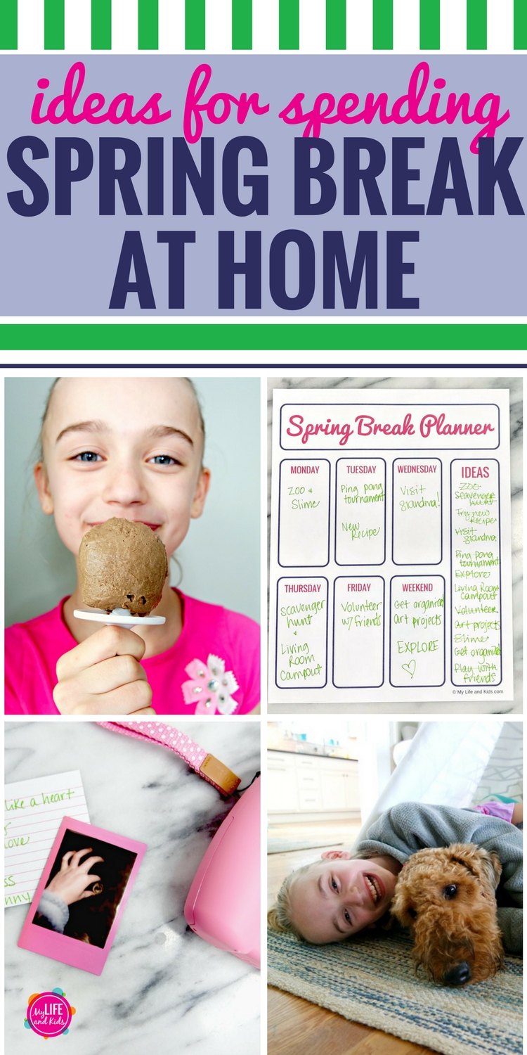 Spending Spring Break at home with the kids and need some ideas? You'll love these fun ideas and pictures to have a staycation that everyone will love and remember - complete with a free spring break planner bucket list printable. #springbreak #staycation #freeprintable #kids #ideas