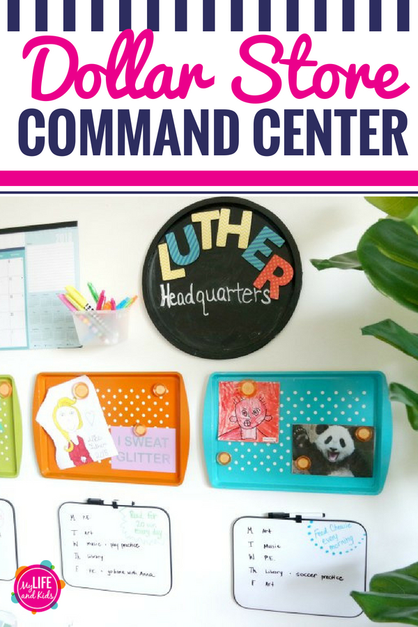 Are you ready to get your family organized? This Dollar Store DIY Command Center is exactly what you need to help your busy kids stay on track! I bought everything at the Dollar Tree for just $1 each, but you could find these things at most Dollar stores (Family Dollar, Dollar General, 99 Cents Only, etc). For less than $20, I was able to create this entire family command center. #commandcenter #backtoschool #organization #dollartree #dollarstore #diy