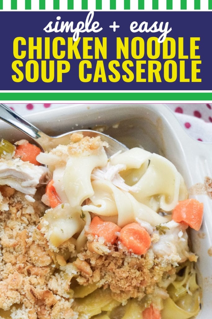This easy homemade chicken noodle soup casserole can be made in the crock pot, in the instant pot or in the oven. It's healthy, simple to pull together and can be made using shredded chicken or a rotisserie chicken picked up from the grocery store. Nothing warms the home and soul like a robust chicken noodle soup when it becomes a CASSEROLE. This dish is sturdy enough to stand alone, or be served with a warm bread and side salad.