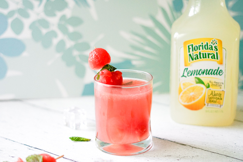 Lemonade and Watermelon Sparkling Coolers with Watermelon Mint