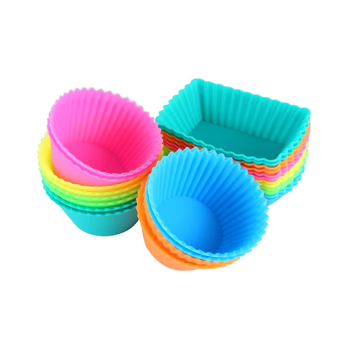 brightly colored silicone baking cups