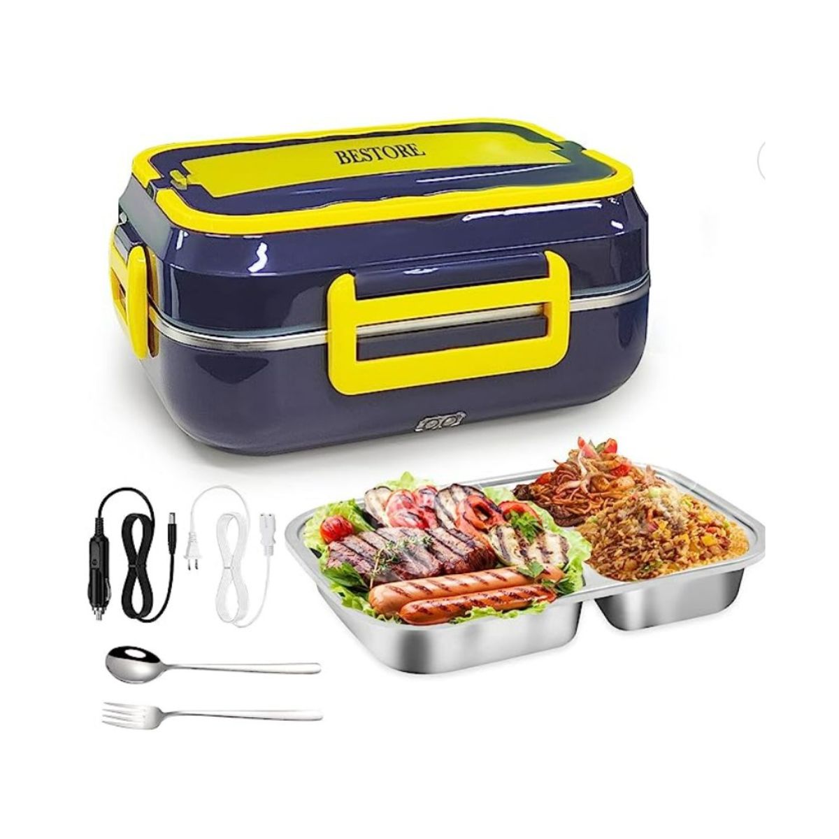 Bestore blue and yellow electric lunch box