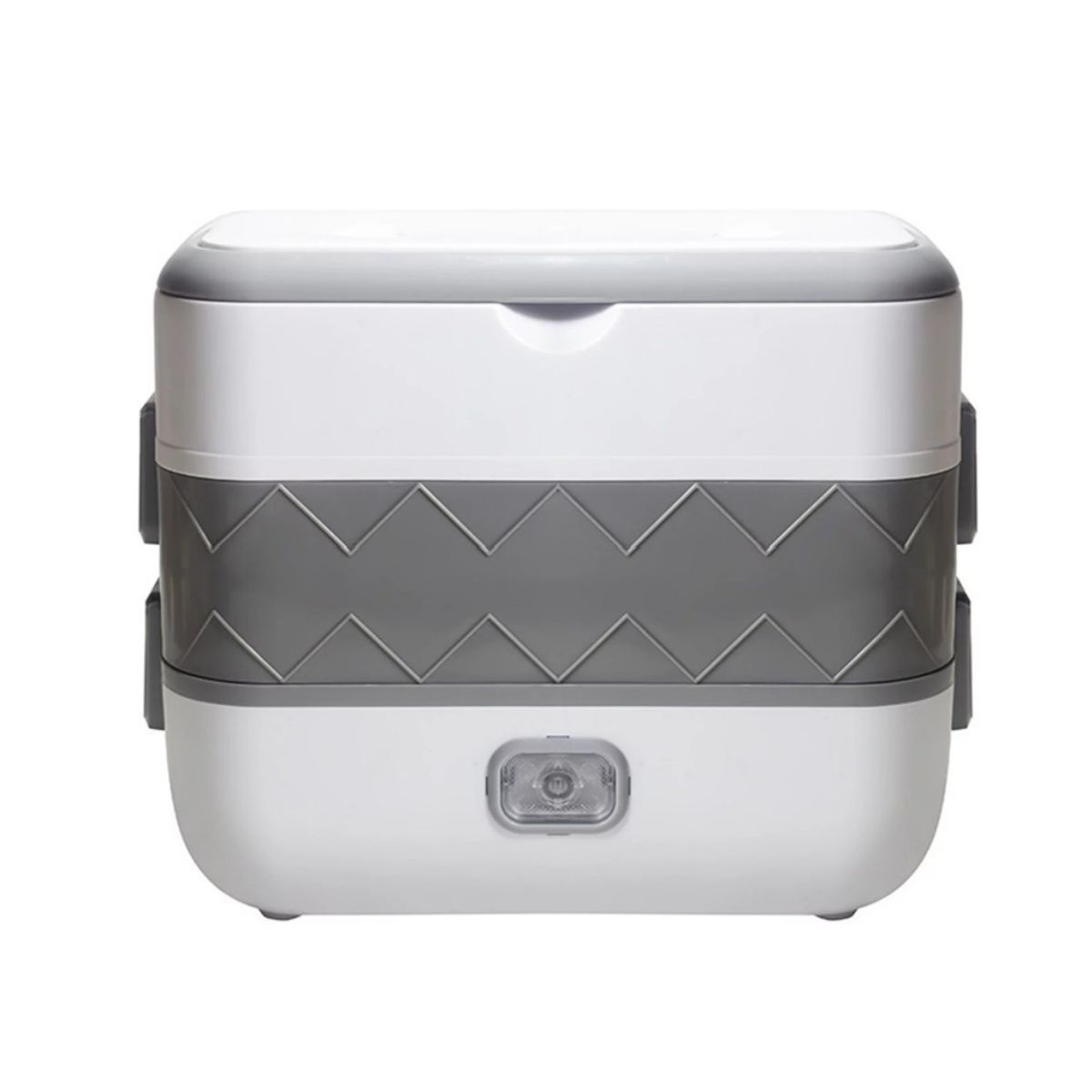 Double decker electric lunch box. White and grey.