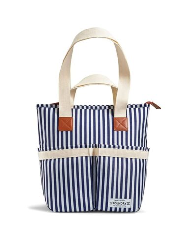 Blue and white insulated lunch box