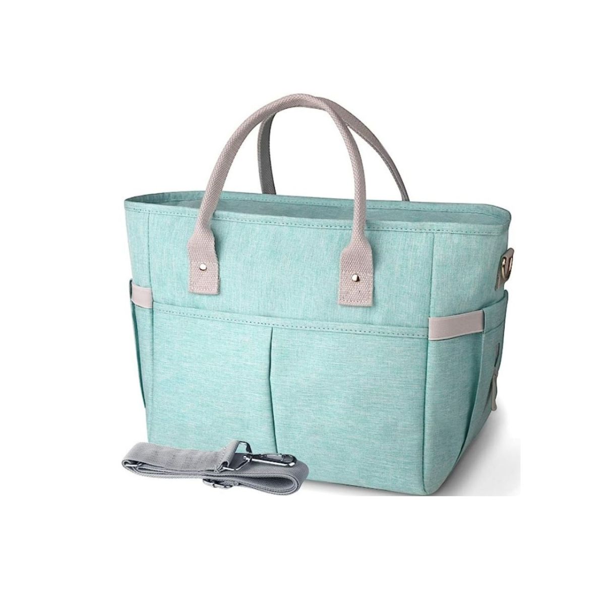 Turquoise lunchbox with grey trim