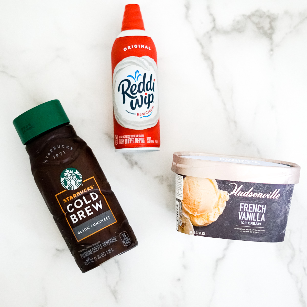Cold Brew Coffee, Vanilla Ice Cream and whipped cream - ingredients in the Chick-fil-A Copycat Frosted Coffee