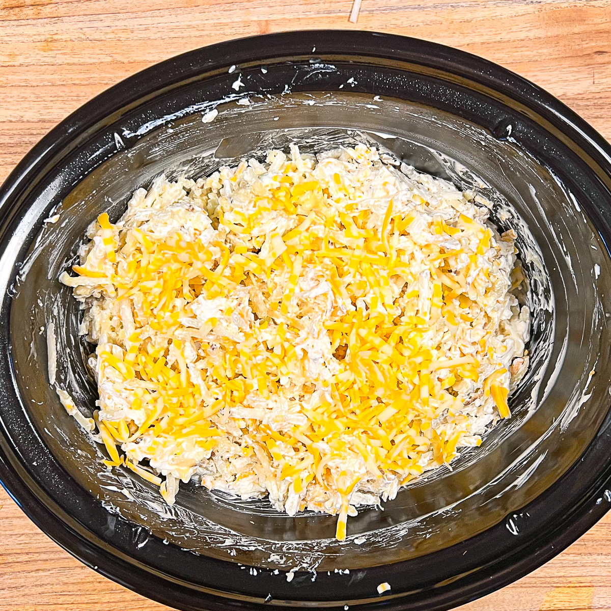 Cracker Barrel Cheesy potatoes recipe stir in crockpot