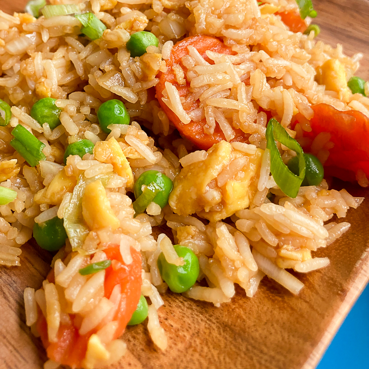 Fried rice recipe on a brown plate