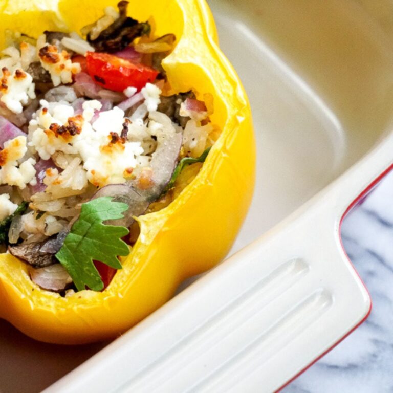 Stuffed Peppers with Shredded Chicken and Brown Rice