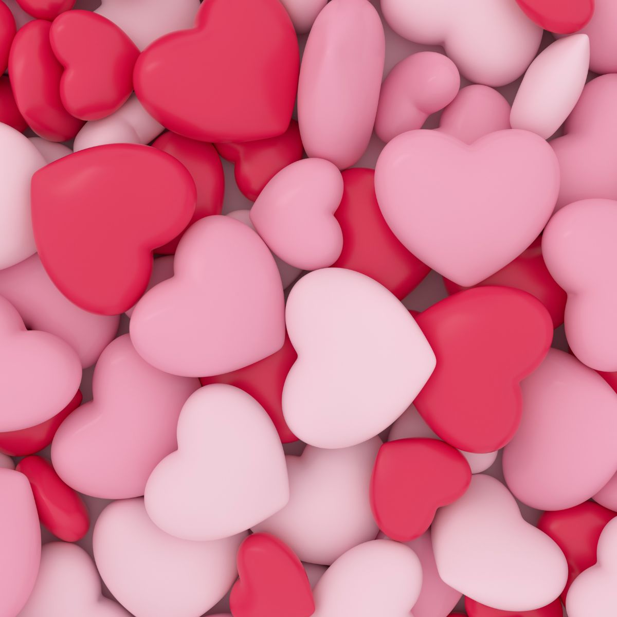 Hearts in a variety of colors and sizes