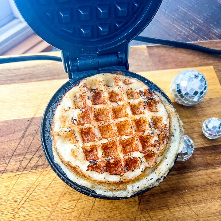 Mashed potato waffle in a Dash Mini Waffle Maker